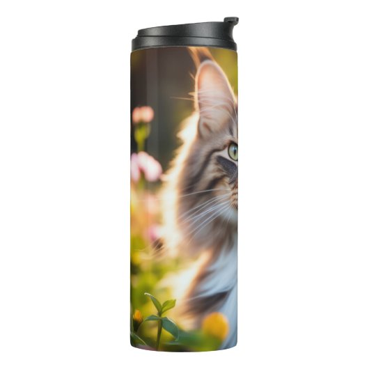 Bouteilles Isothermes Maine Coon Chat en Fleurs (Tourné sur la gauche)