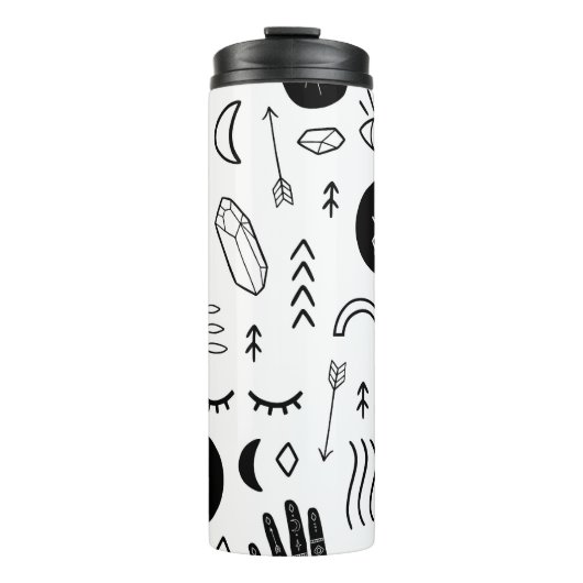Bouteilles Isothermes Mains magiques, lune, motif ethnique. (Devant)