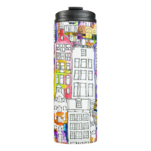 Bouteilles Isothermes Maisons d'Amsterdam : Aquarelle Motif sans couture