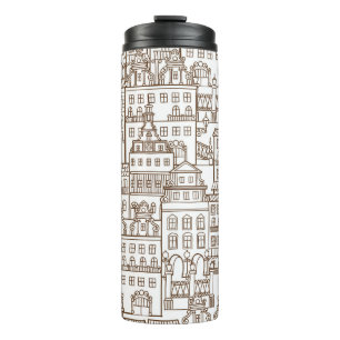 Bouteilles Isothermes Maisons vintages : Architectural Seamless Motif.