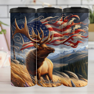 Bouteilles Isothermes Majestic Elk American Flag Paysage
