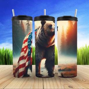 Bouteilles Isothermes Majestic Grizzly Oear Patriotisme Design