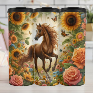 Bouteilles Isothermes Majestic Horse Sunflower Garden Papillons