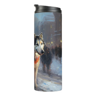 Bouteilles Isothermes Malamute d'Alaska Saison de Fêtes de Noël
