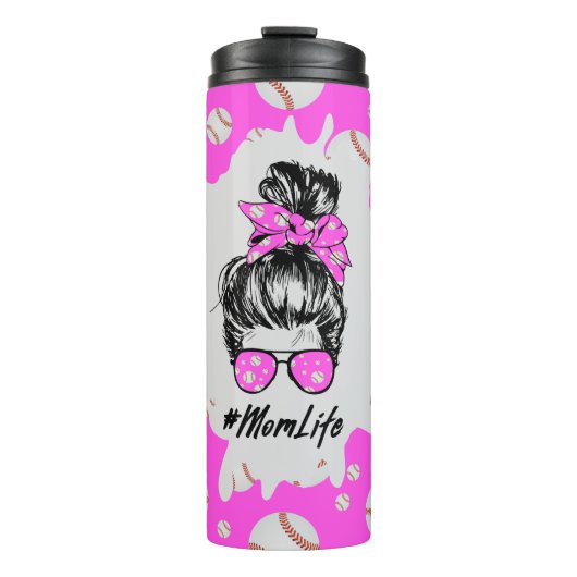 Bouteilles Isothermes Maman de baseball rose (Devant)