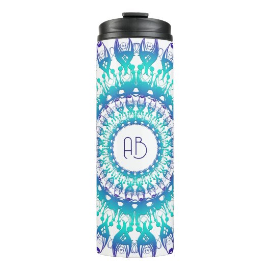 Bouteilles Isothermes Mandala à fleurs ethniques.monogramme (Devant)