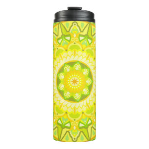 Bouteilles Isothermes Mandala de printemps Voyage Vert Jaune Floral Boho