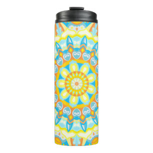 Bouteilles Isothermes Mandala d'été voyage jaune orange bohème
