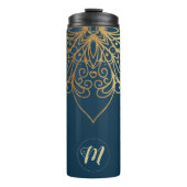 Bouteilles Isothermes Mandala Gold Damask Patte & Monogramme (Devant)
