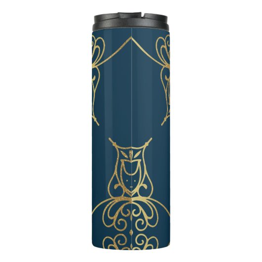 Bouteilles Isothermes Mandala Gold Damask Patte & Monogramme (Dos)