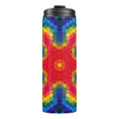 Bouteilles Isothermes Mandala Hexagonal Rouge Jaune et Bleu (Devant)