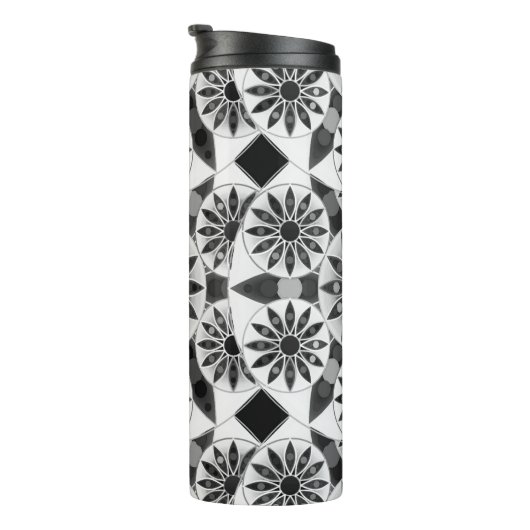 Bouteilles Isothermes Mandala Motif, noir, blanc et gris (Tourné sur la droite)