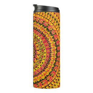 Bouteilles Isothermes Mandala orange couleur Art original 