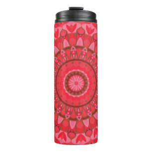 Bouteilles Isothermes Mandala Rouge Motif Chaud Bohème Design Cosy