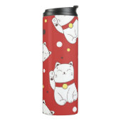 Bouteilles Isothermes Maneki-Neko chat, motif japonais de doodle. (Tourné sur la gauche)