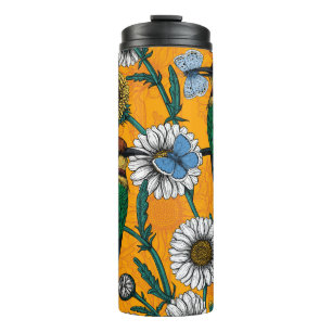 Bouteilles Isothermes Mangeurs d'abeilles, papillons bleus et marguerite