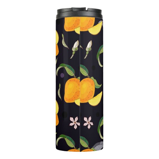 Bouteilles Isothermes Mango. Motif sans couture avec tropique jaune et r (Dos)