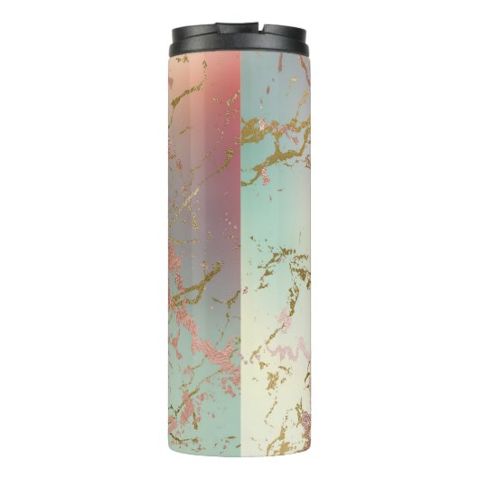 Bouteilles Isothermes Marbre beige élégant | Mint Sage Green Rose Gold (Dos)