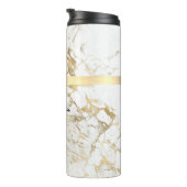 Bouteilles Isothermes Marbre blanc et or, Boîte or, Nom et Monogramme (Tourné sur la droite)