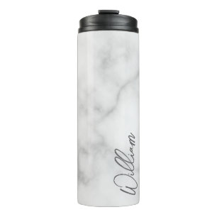 Bouteilles Isothermes Marbre blanc Modern Script Nom personnalisé
