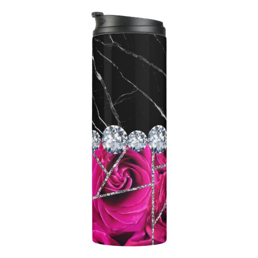 Bouteilles Isothermes Marbre blanc Rose noir Parties scintillant (Tourné sur la droite)