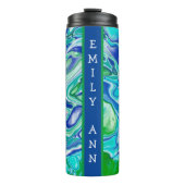 Bouteilles Isothermes Marbre bleu et vert Fluid Art personnalisé (Devant)