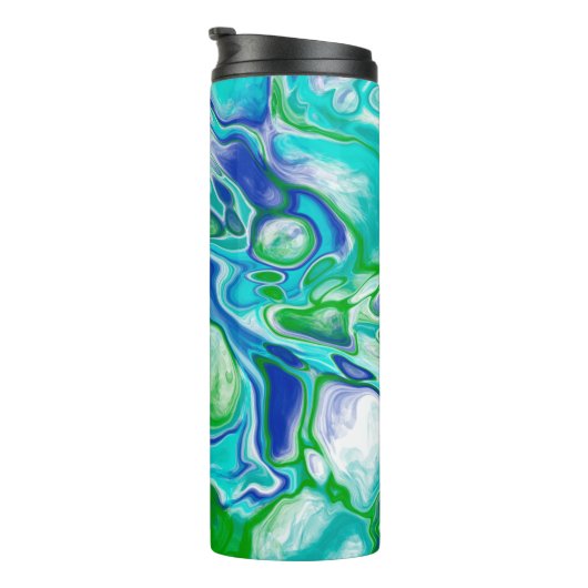 Bouteilles Isothermes Marbre bleu et vert Fluid Art personnalisé (Tourné sur la droite)