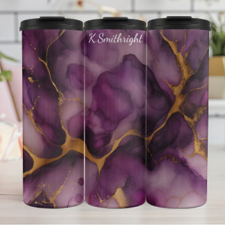 Bouteilles Isothermes Marbre d'or violet Abstrait