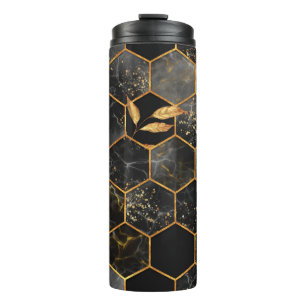 Bouteilles Isothermes Marbre hexagone texture transparente avec feuilles