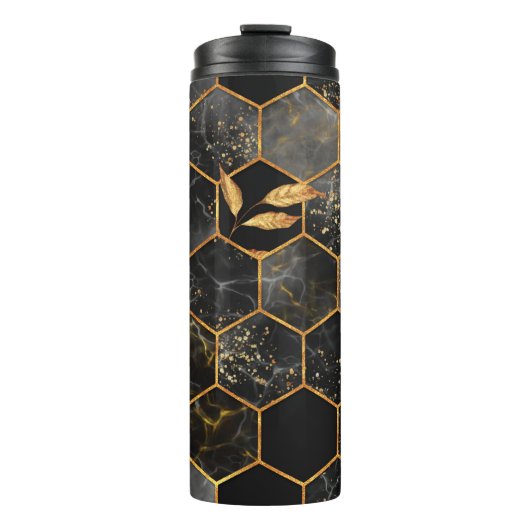 Bouteilles Isothermes Marbre hexagone texture transparente avec feuilles (Devant)