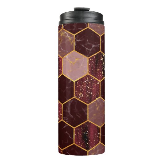 Bouteilles Isothermes Marbre hexagone texture transparente avec or (Devant)