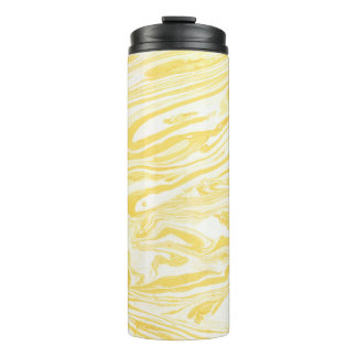 Bouteilles Isothermes Marbre jaune élégant : Texture dessinée à la main