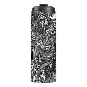 Bouteilles Isothermes Marbre Liquide Noir et Blanc Abstrait