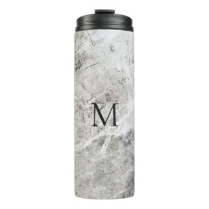 Bouteilles Isothermes Marbre Monogramme Blanc Et Gris