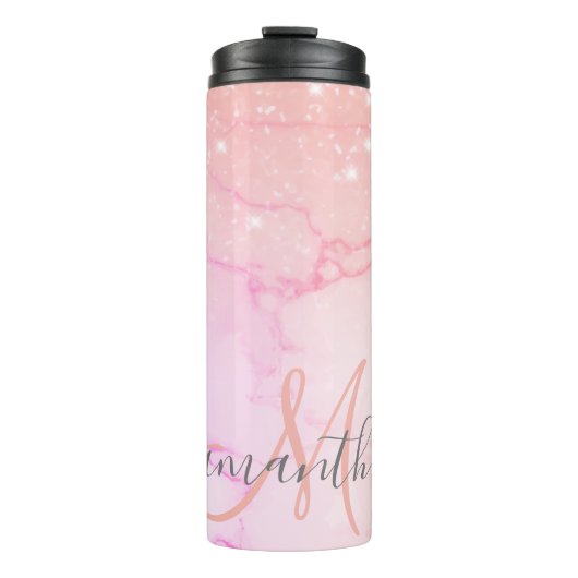 Bouteilles Isothermes Marbre rose moderne et Parties scintillant étincel (Devant)