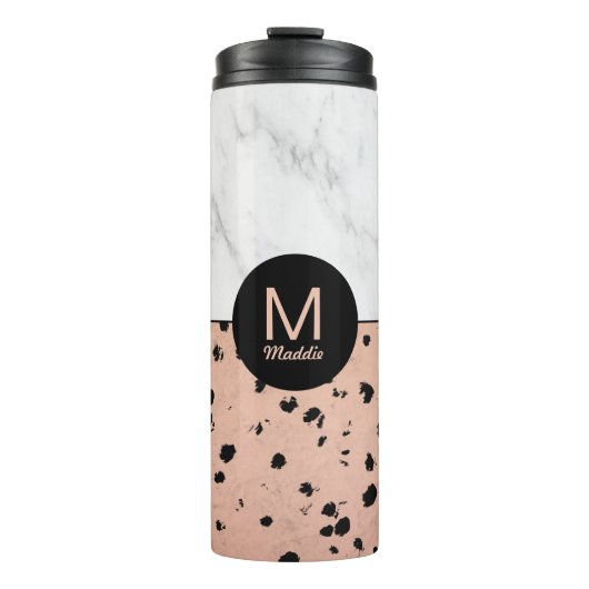 Bouteilles Isothermes Marbre tendance et Motif or Rose avec Monogram (Devant)