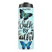 Bouteilles Isothermes Marcher Par Foi Turquoise Floral (Devant)