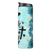 Bouteilles Isothermes Marcher Par Foi Turquoise Floral (Tourné sur la droite)