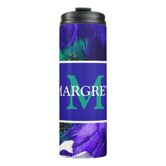 Bouteilles Isothermes Mardi Gras monogramme initial sur la graisse viole (Devant)