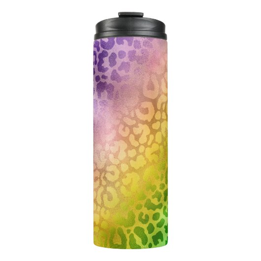 Bouteilles Isothermes Mardi Gras Tumbler, Léopard Vert Jaune Violet (Devant)