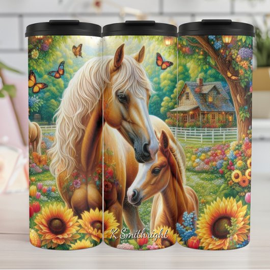 Bouteilles Isothermes Mare Foal Butterfly Flower Garden