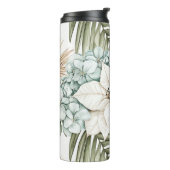 Bouteilles Isothermes Mariage Fleurs Blanches Bleu Tropical (Tourné sur la gauche)