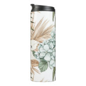 Bouteilles Isothermes Mariage Fleurs Blanches Bleu Tropical (Tourné sur la droite)