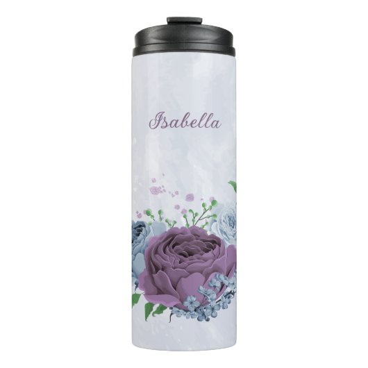 Bouteilles Isothermes Mariage floral bleu pourpre (Devant)