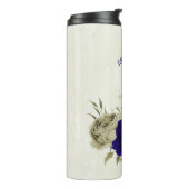 Bouteilles Isothermes Mariage floral bleu royal beige (Tourné sur la gauche)