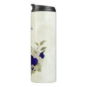 Bouteilles Isothermes Mariage floral bleu royal beige (Tourné sur la droite)
