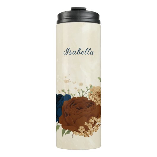 Bouteilles Isothermes mariage floral terracotta et marine (Devant)
