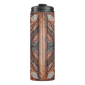 Bouteilles Isothermes Mariage rustique en cuir et dentelle multicolore (Devant)