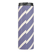 Bouteilles Isothermes Marine bleu et beige cinq bandes motif (Dos)