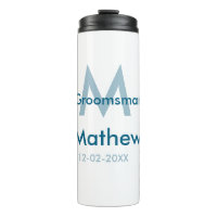 Marine bleu groomsman nom lettre date masculin par